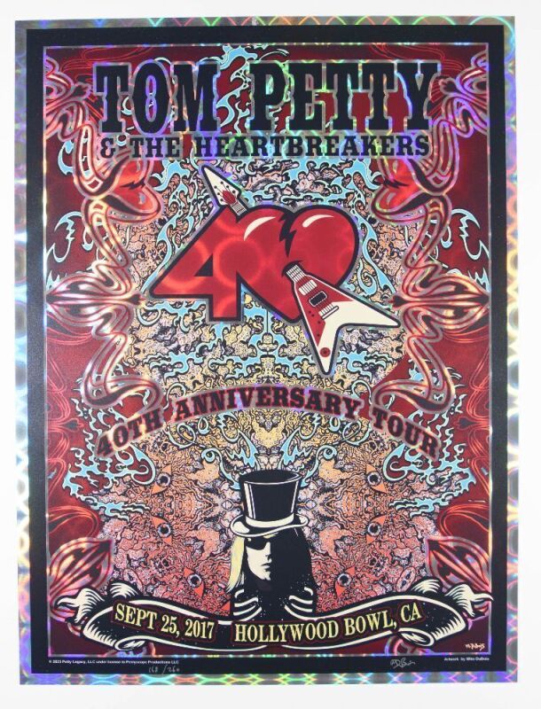 2023 Mike DuBois Tom Petty & the Heartbreakers The Hollywood Bowl Foil LE Signed DuBois Poster Mint 91