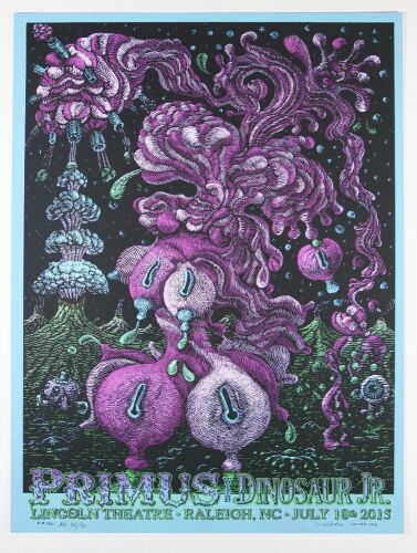 2015 David Welker Primus Dinosaur Jr. The Lincoln Theatre Raleigh AP Signed Welker Poster Near Mint 89