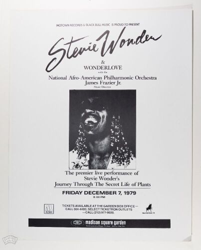 1979 Stevie Wonder Madison Square Garden New York Cardboard Poster Excellent 79