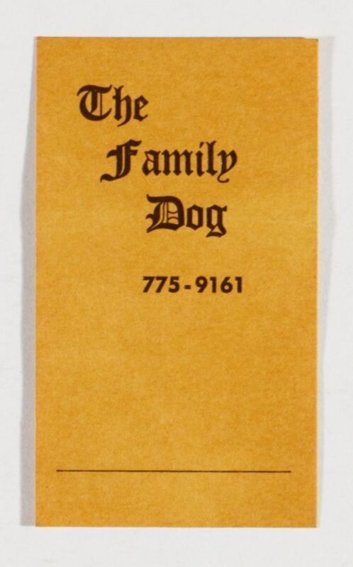 1966 The Family Dog First Vintage Original Business Card Excellent 79