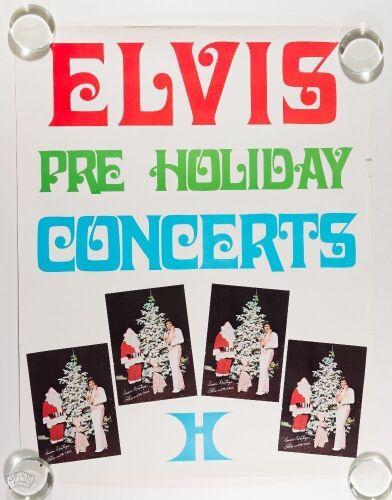 1975 Elvis Presley Hilton Las Vegas Pre Holiday Concerts Poster Excellent 75