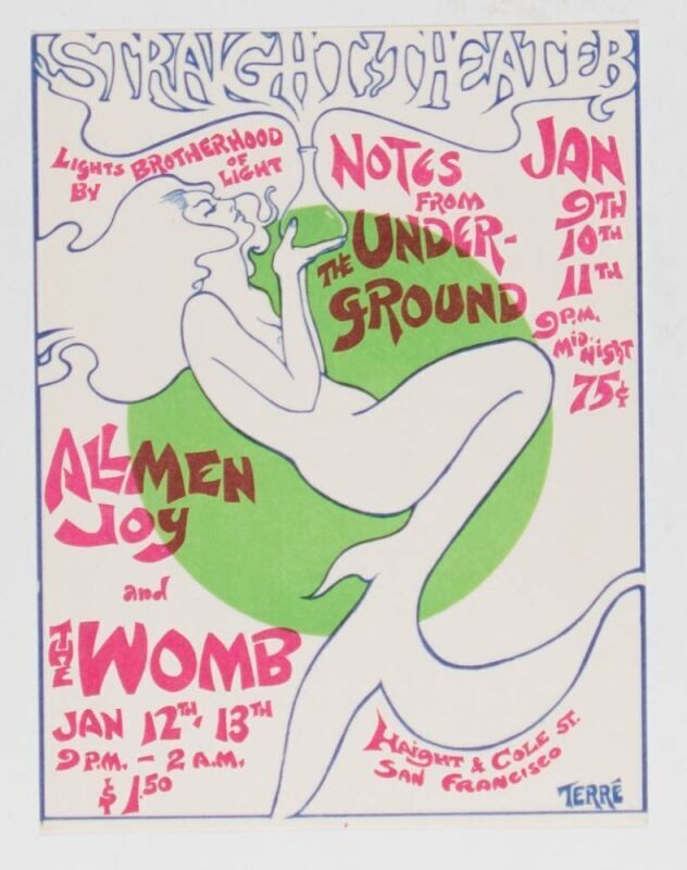 1968 Allmen Joy The Womb Notes From the Underground The Straight Theater Handbill Mint 91