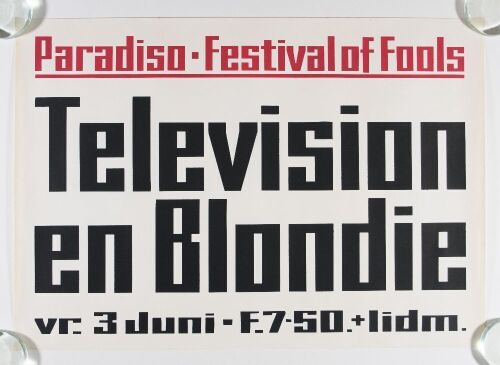 1977 Television Blondie The Paradiso Amsterdam Poster Excellent 73