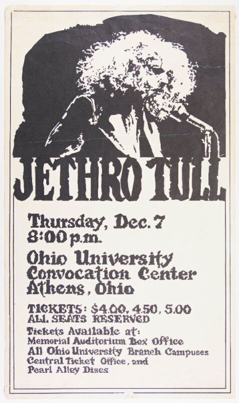 1971 Jethro Tull Ohio University Convocation Center Poster Extra Fine 61