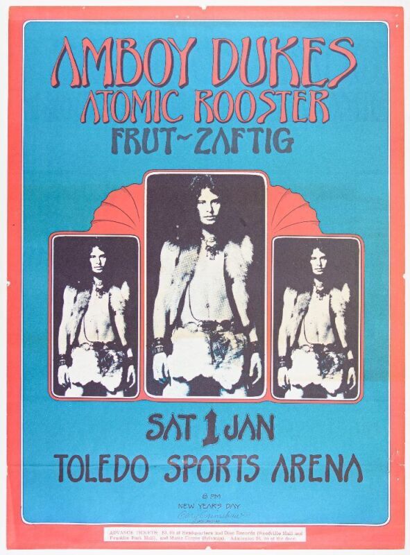 1972 Gary Grimshaw Amboy Dukes Toledo Sports Arena Signed Grimshaw Poster Extra Fine 63