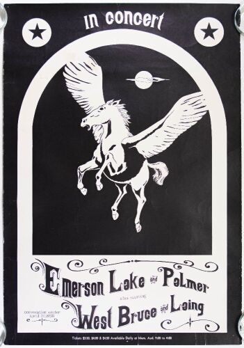 1972 Emerson Lake & Palmer West Bruce & Laing Ohio University Convocation Center Poster Extra Fine 65