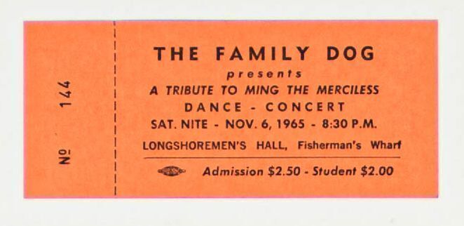 1965 FD-III Frank Zappa & The Mothers The Charlatans A Tribute To Ming The Merciless Concert Longshoremen’s Hall Unused Ticket Mint 93