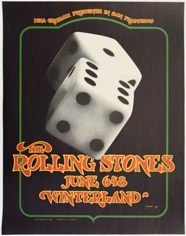 1972 BG-289 Rolling Stones Winterland RP2 Poster Near Mint 87