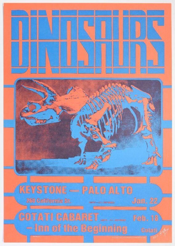 1983 Dinosaurs Keystone Palo Alto & Cotati Cabaret Poster Near Mint 89