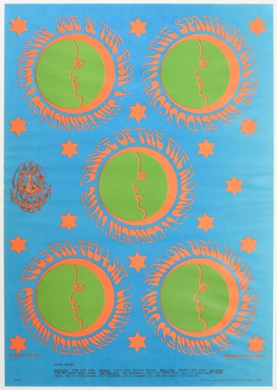 1967 FD-46 Country Joe & The Fish Sparrow Avalon Ballroom RP3 Poster Near Mint 80