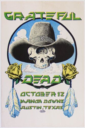 1977 Micael Priest Grateful Dead Manor Downs Austin Poster Excellent 71