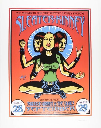 2002 Justin Hampton Sleater-Kinney The Showbox Seattle AP Poster Near Mint 81