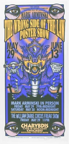 1998 Mark Arminski Wrong Side of the Law Poster Show Charybdis Chicago Signed Arminski Poster Near Mint 87