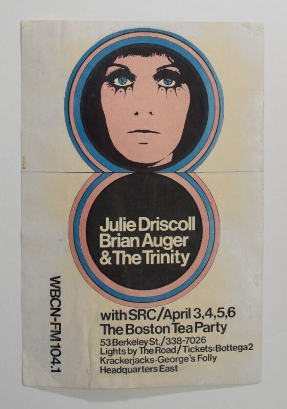 1969 Julie Driscoll Brian Auger & The Trinity The Boston Tea Party Poster Extra Fine 67 RESTORED