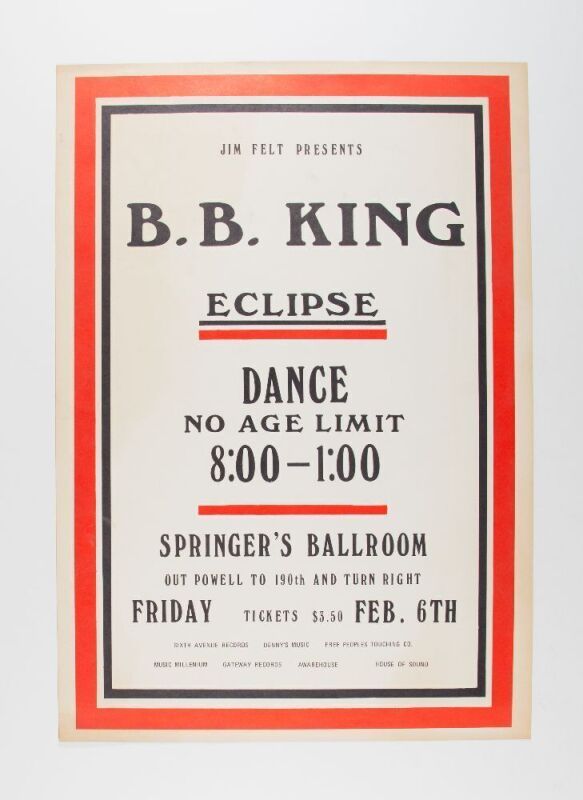 1970 B.B. King Springer's Ballroom Portland Poster Excellent 73