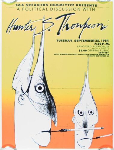 1984 Hunter S. Thompson Vanderbilt University Poster Excellent 73