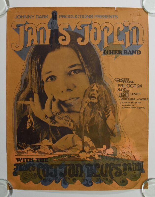 1969 Janis Joplin The James Cotton Blues Band Henry Levitt Arena Wichita State University Poster Fine 59