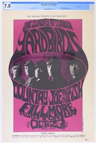 1966 BG-33 The Yardbirds Fillmore Auditorium Poster CGC 7.0