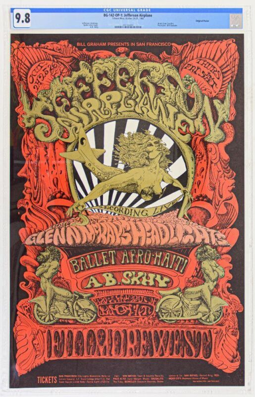 1968 BG-142 Jefferson Airplane Fillmore West Poster CGC 9.8