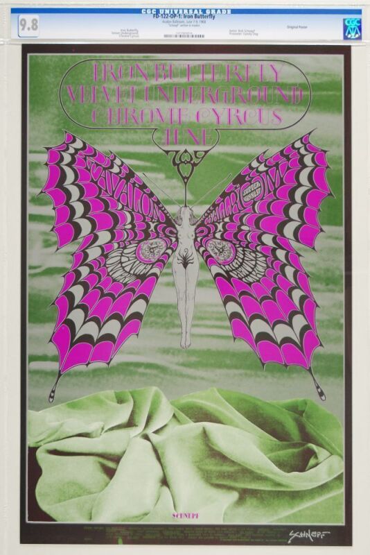 1968 FD-122 Iron Butterfly Velvet Underground Avalon Ballroom Signed Schnepf Poster CGC 9.8