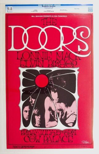 1969 BG-186 The Doors Cow Palace Signed Tuten RP2 Poster CGC 9.8