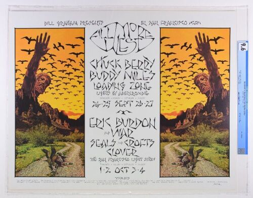 1970 BG-250 Chuck Berry Buddy Miles Eric Burdon & War Fillmore West Poster CGC 9.6