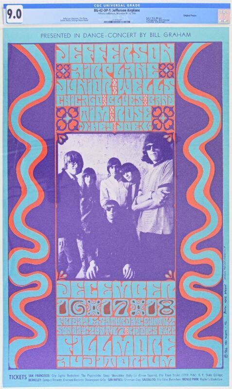 1966 BG-42 Jefferson Airplane Fillmore Auditorium Poster CGC 9.0