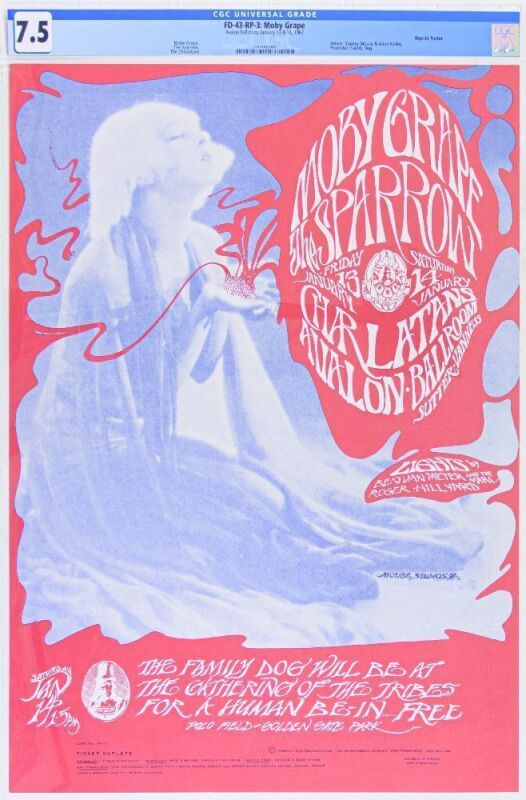 1967 FD-43 Moby Grape The Sparrow Avalon Ballroom RP3 Poster CGC 7.5