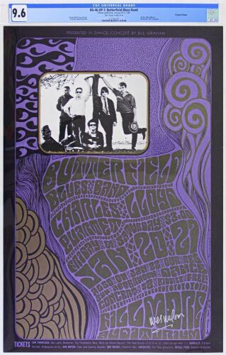 1967 BG-46 Butterfield Blues Band Fillmore Auditorium Signed Wilson Poster CGC 9.6