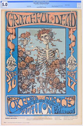 Waheed 26 Gd 1966 FD-26 Grateful Dead Avalon Ballroom RP3 Poster CGC 5.0