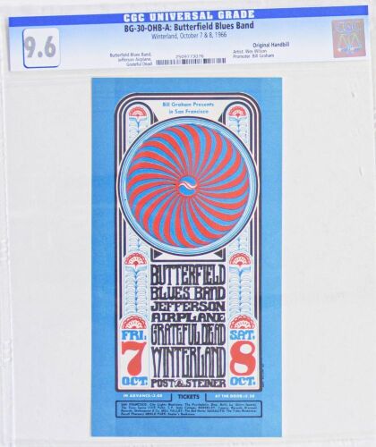 1966 BG-30 Grateful Dead Jefferson Airplane Paul Butterfield Winterland Handbill CGC 9.6