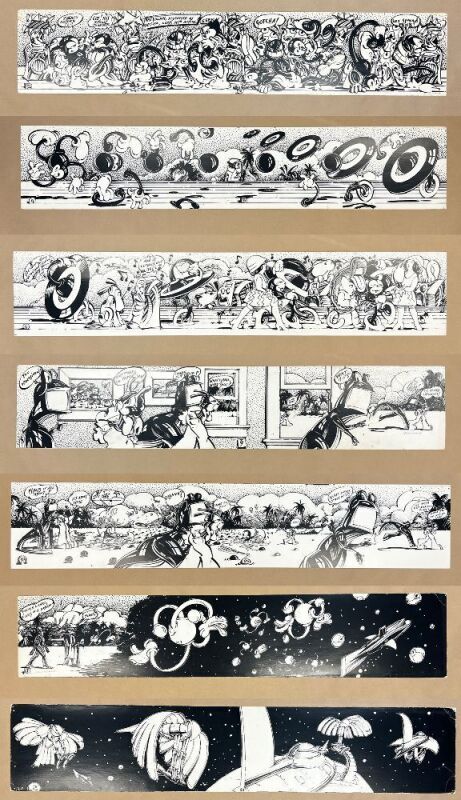 1971 Victor Moscoso Collection of 7 Large Bus Trip Panels Signed Moscoso Extra Fine 69