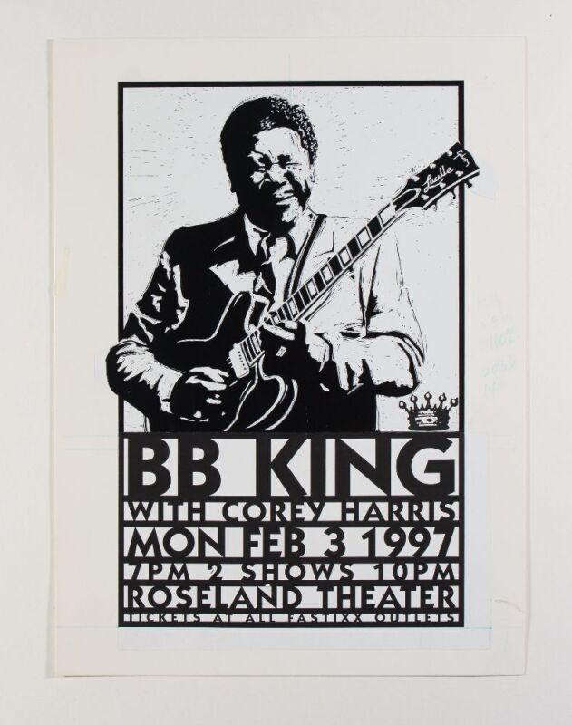 1997 Gary Houston Mike King B.B. King The Roseland Theater Portland Original Art Proof MOUNTED