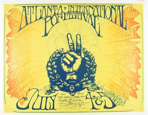 1969 AOR-4.183 Led Zeppelin Janis Joplin First Atlanta International Pop Festival OP2 Poster Excellent 79