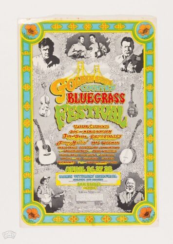 1974 Doc & Merle Watson Vassar Clements Ralph Stanley John Hartford The Golden State Bluegrass Festival Handbill Excellent 75