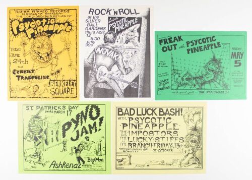 Lot of 5 John Seabury Psycotic Pineapple Vintage Punk Signed Seabury Flyers & Handbills