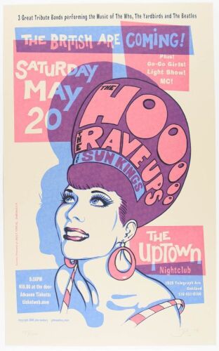 2006 John Seabury The Sun Kings The Rave Ups The Hoo The Uptown Nightclub Oakland LE Signed Seabury Poster Mint 93