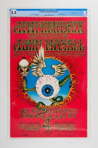1968 BG-105 Jimi Hendrix Winterland & Fillmore Auditorium RP2 Poster CGC 5.5
