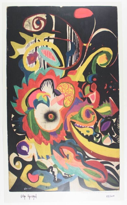 1965 Olga Spiegel Bicycle Day Painting LE Signed Spiegel Print Near Mint 89