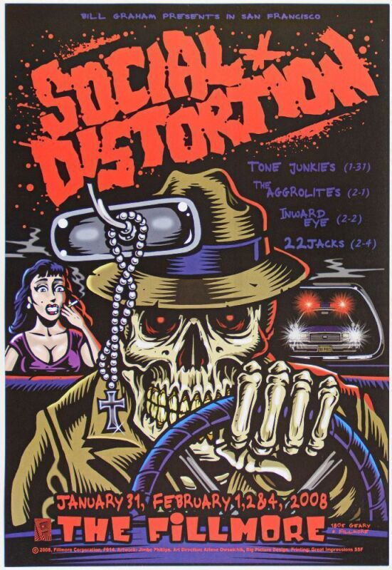 2008 NF-914 Social Distortion The Fillmore Poster Near Mint 89