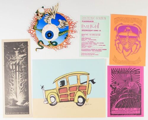 Lot of 6 Rick Griffin Items Handbill Sticker Postcards Print Ads