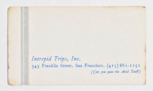 1966 Julius Karpen Intrepid Trips Can You Pass The Acid Test Original Business Card Excellent 75