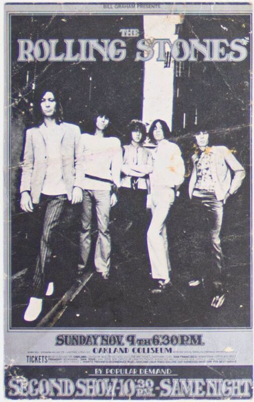 1969 BG-201 Rolling Stones Oakland Coliseum Postcard Extra Fine 63