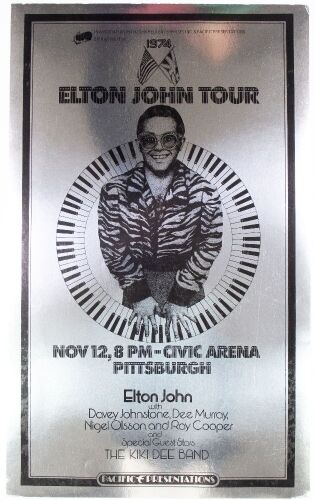 1974 Elton John Pittsburgh Civic Arena Foil Poster Near Mint 83