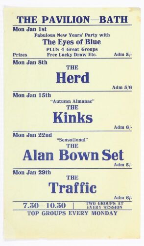 1968 The Kinks Traffic Bath Pavilion Handbill Excellent 73