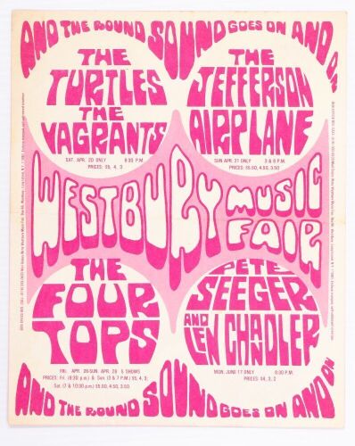 1968 Jefferson Airplane The Turtles The Doors Westbury Music Fair Handbill Excellent 79