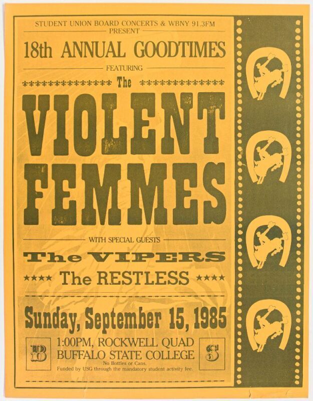 1985 Violent Femmes Buffalo State College Poster Excellent 73