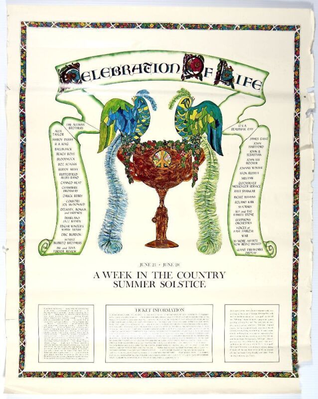 1971 Allman Brothers Band Celebration of Life Festival Cypress Point Plantation Poster Fine 50