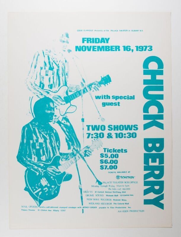 1973 Chuck Berry The Palace Theater Albany Poster Near Mint 81