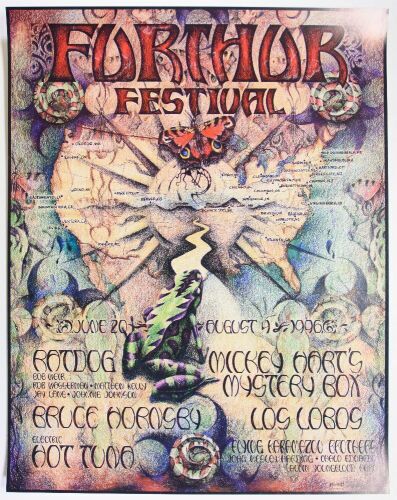 1996 Michael Everett Ratdog Hot Tuna Bruce Hornsby Los Lobos Furthur Festival Poster Excellent 75